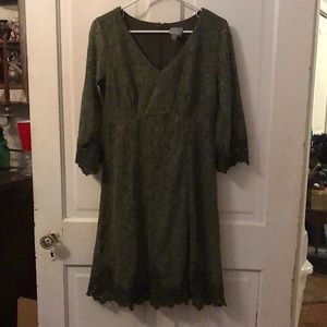 Olive green lace dress